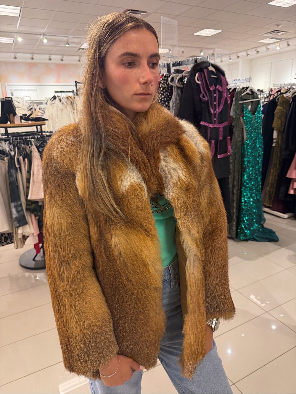 Women's Faux Fur Coat - Brown